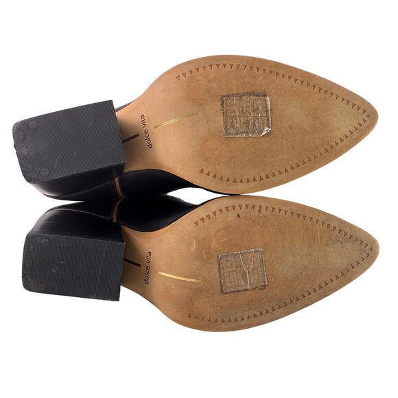 DOLCE VITA Landen Western Boots Pull On Heels Women's 7.5 Leather Pointed Toe - Picture 8 of 11